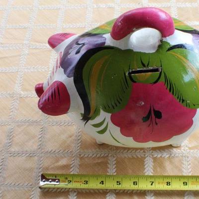 Lot #24: Vintage 1970's Hand Painted Piggy Bank MEXICO Collectibles 