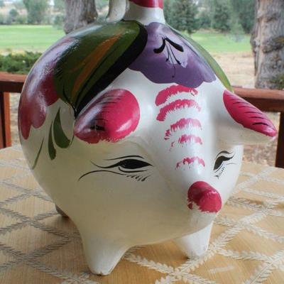 Lot #24: Vintage 1970's Hand Painted Piggy Bank MEXICO Collectibles 