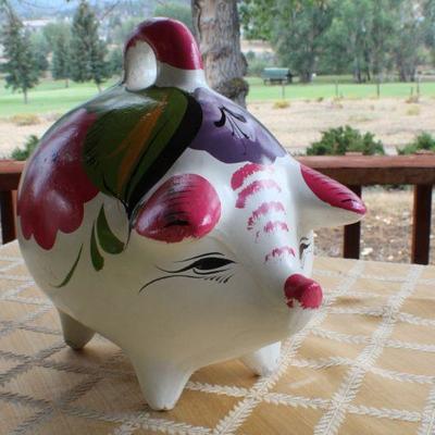 Lot #24: Vintage 1970's Hand Painted Piggy Bank MEXICO Collectibles 