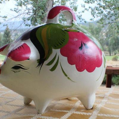 Lot #24: Vintage 1970's Hand Painted Piggy Bank MEXICO Collectibles 