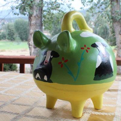 Lot #25: Vintage 1970's Hand Painted Piggy Bank MEXICO Collectible