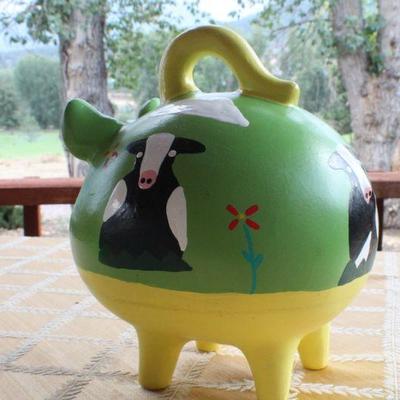Lot #25: Vintage 1970's Hand Painted Piggy Bank MEXICO Collectible