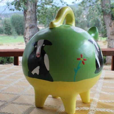 Lot #25: Vintage 1970's Hand Painted Piggy Bank MEXICO Collectible