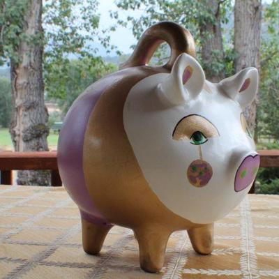 Lot #26: Vintage 1970's Hand Painted Piggy Bank MEXICO Collectible
