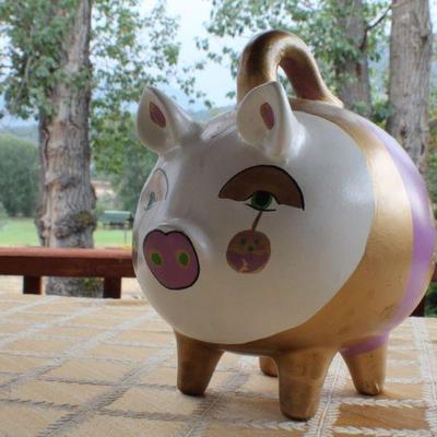 Lot #26: Vintage 1970's Hand Painted Piggy Bank MEXICO Collectible