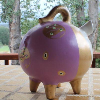 Lot #26: Vintage 1970's Hand Painted Piggy Bank MEXICO Collectible