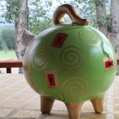 Lot #27: Vintage 1970's Hand Painted Piggy Bank MEXICO Collectible