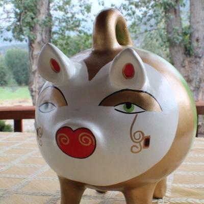 Lot #27: Vintage 1970's Hand Painted Piggy Bank MEXICO Collectible