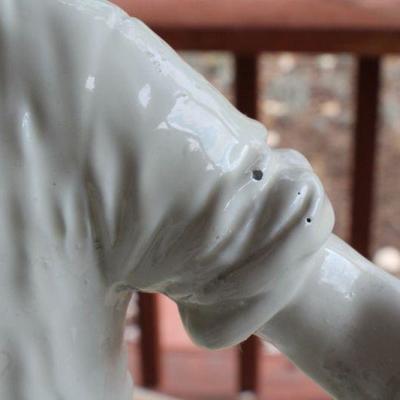 Lot #28: Vintage MARWALâ„¢ White ChalkWare Sculpture of Man w/ Harvest Basket