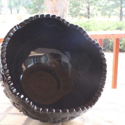 Lot #32: Large Black Glass Decorative Bowl