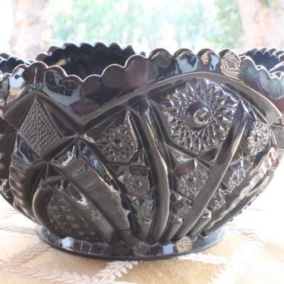 Lot #32: Large Black Glass Decorative Bowl