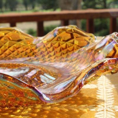 Lot #33: Vintage Group of Assorted Carnival Glass Bowls and Vase