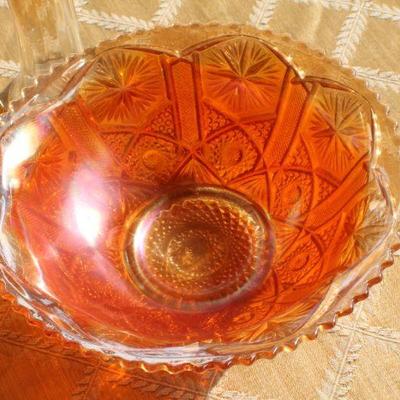 Lot #33: Vintage Group of Assorted Carnival Glass Bowls and Vase