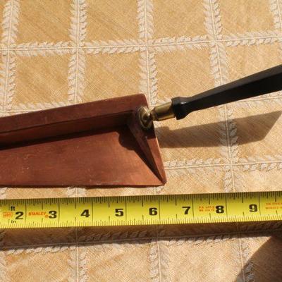 Lot #35: Vintage Hand Mirror and Copper Crumb Duster Set