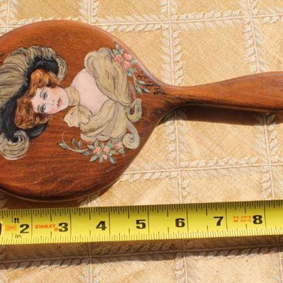 Lot #35: Vintage Hand Mirror and Copper Crumb Duster Set