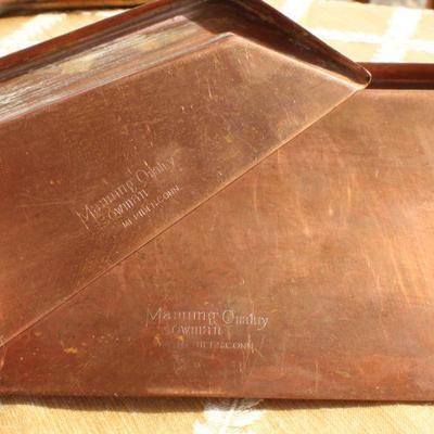 Lot #35: Vintage Hand Mirror and Copper Crumb Duster Set