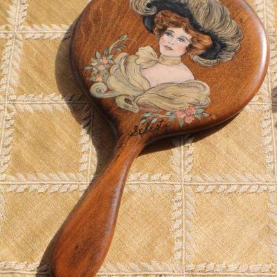 Lot #35: Vintage Hand Mirror and Copper Crumb Duster Set