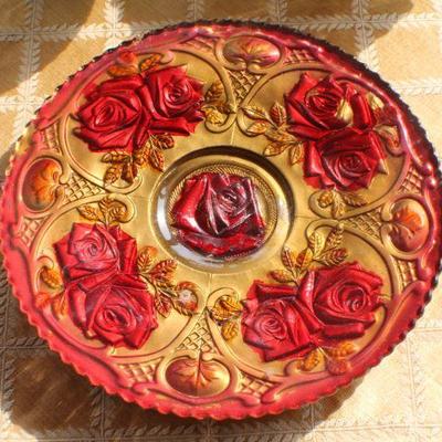 Lot #36: Group of (3) Colorful Floral Decorative Vintage Bowls and Plate