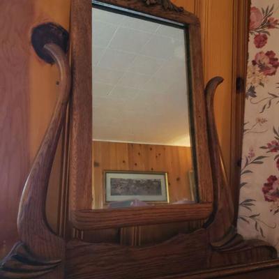 Lot 42: Antique Dresser with Mirror 