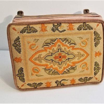 Lot #51  Vintage Fruitwood Needlepoint Stool