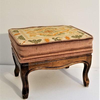 Lot #51  Vintage Fruitwood Needlepoint Stool