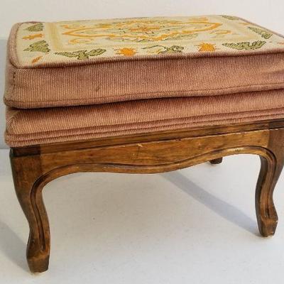 Lot #51  Vintage Fruitwood Needlepoint Stool