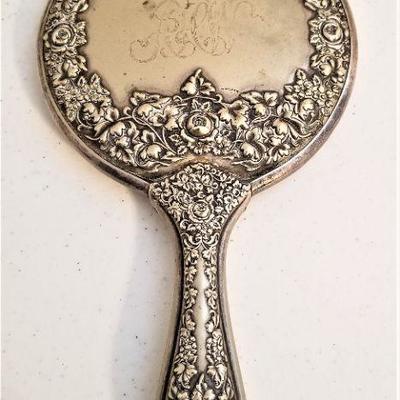 Lot #56  Antique Sterling Silver Dresser Set - 4 pieces