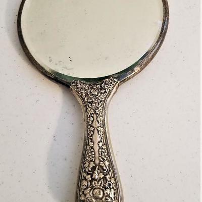 Lot #56  Antique Sterling Silver Dresser Set - 4 pieces