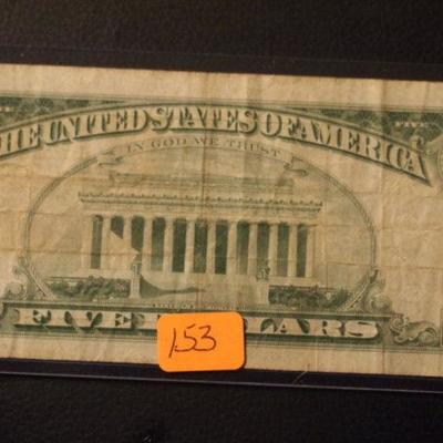 1963 Red Seal $5.00 Bill 153