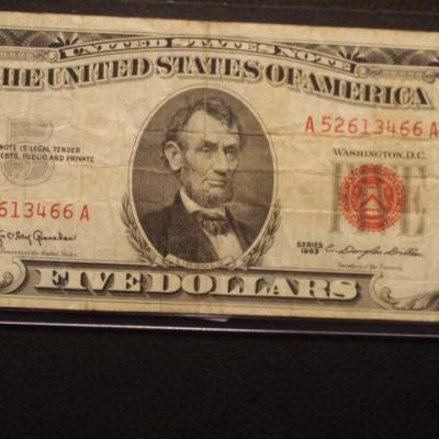 1963 Red Seal $5.00 Bill 153
