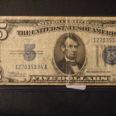 5.00 Silver Certificate 1934 A    154