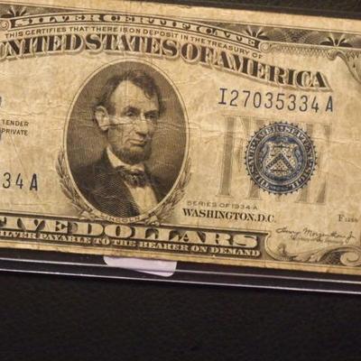 5.00 Silver Certificate 1934 A    154