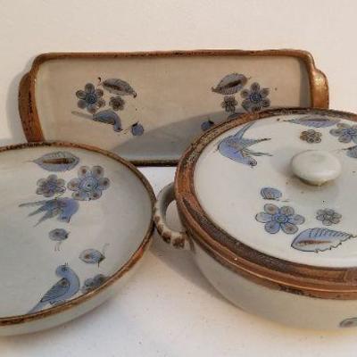 Lot #61  Lot of 3 Mexican glazed pottery dishes
