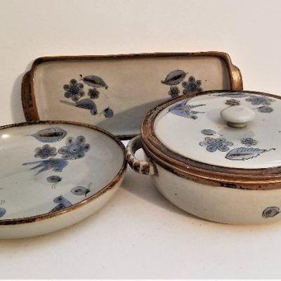 Lot #61  Lot of 3 Mexican glazed pottery dishes
