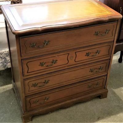 Lot #66  Vintage 4 Drawer Chest - Leather top