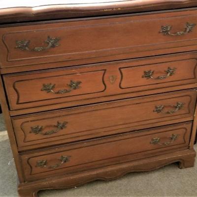 Lot #66  Vintage 4 Drawer Chest - Leather top