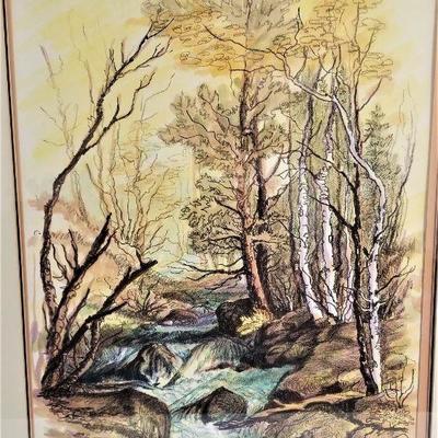 Lot #67  Original Watercolor/Charcoal by listed artist Greig Steiner