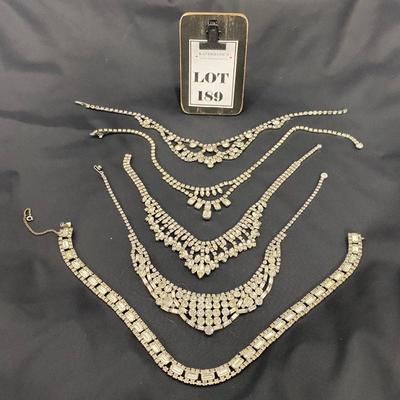 .189. Five Vintage Rhinestone Necklaces