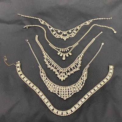 .189. Five Vintage Rhinestone Necklaces
