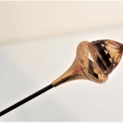 Lot #74  Antique Hatpin with 14kt Gold top - Faceted Citrine