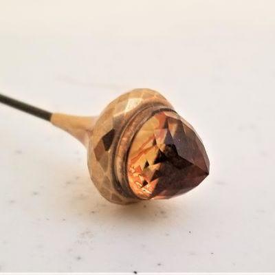 Lot #74  Antique Hatpin with 14kt Gold top - Faceted Citrine