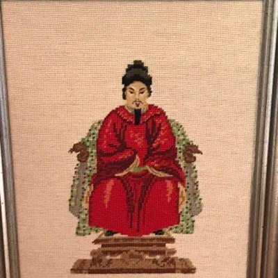 Lot #138 Pair of Oriental Framed Needlepoint Art