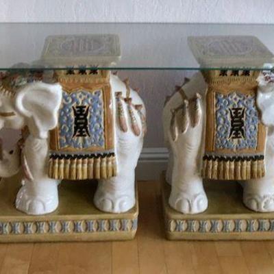 Glass Top Elephant Table From Singapore