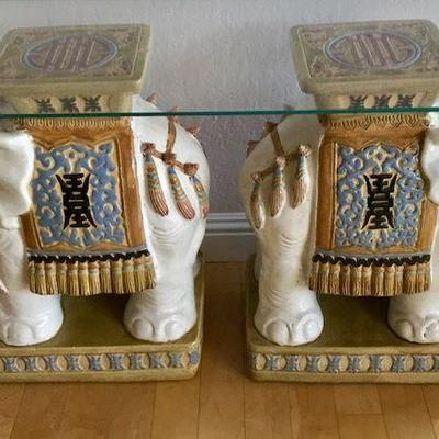 Glass Top Elephant Table From Singapore