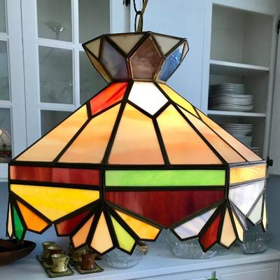 Vintage Stained Glass Hanging Lamp