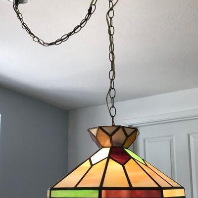 Vintage Stained Glass Hanging Lamp
