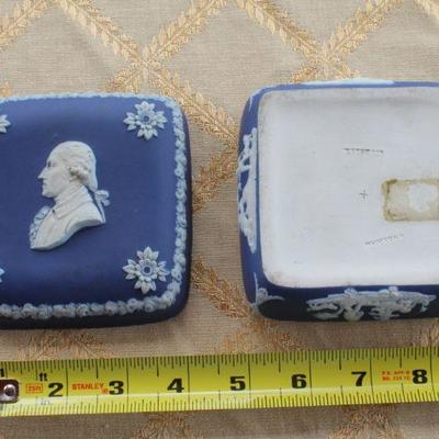 Lot #45: Vintage WEDGEWOOD Cameo Feature Covered Dish w/ 4-Sided Theme