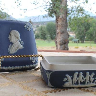 Lot #45: Vintage WEDGEWOOD Cameo Feature Covered Dish w/ 4-Sided Theme