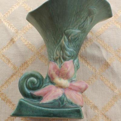 Lot #49: Vintage ROSEVILLEâ„¢ Hand Painted Mid Century Modern Vase