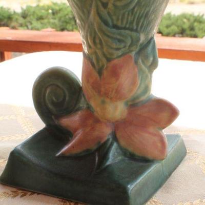 Lot #49: Vintage ROSEVILLEâ„¢ Hand Painted Mid Century Modern Vase